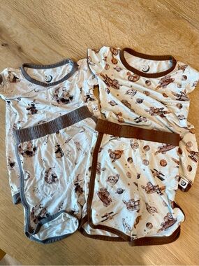 Big Dreams Little Jammies Bamboo PJ Bundle 2T Bear Space & Storybook Prints EUC